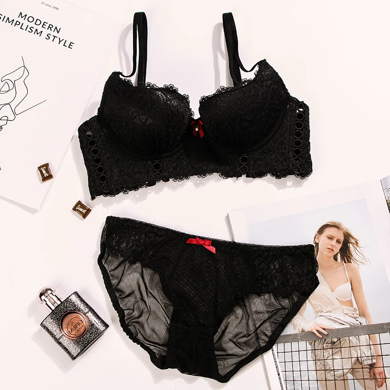 

lace thin cup push up bra big size C D cup sexy women underwear brassiere lingerie plus, Black