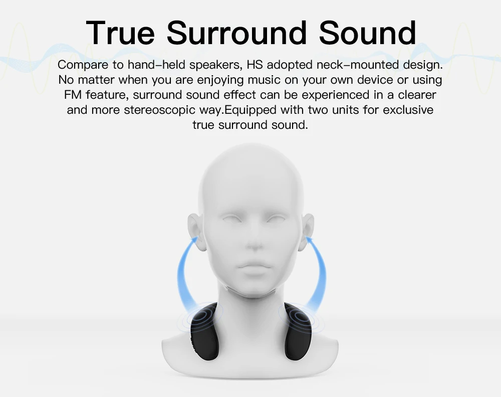 Bluedio HS Professional Portable Powerful Bass Wireless Speakers Neckband Speaker Microphone With Bass FM Radio SD card Slot - ANKUX.COM