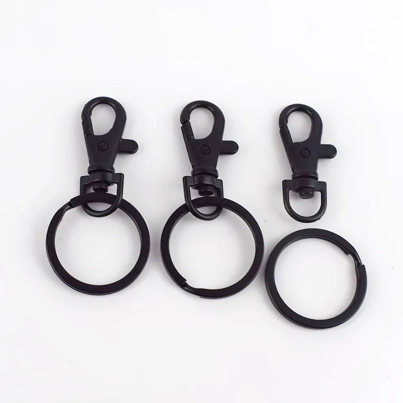 

MeeTee BF682 Luggage Hardware Accessories Alloy Dog Buckle with Key Ring Lobster Clasp Hook Buckles Spring Bag Buckle Keychain, Black