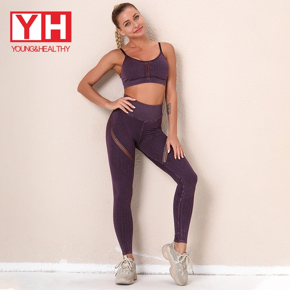 

YH Sporting Dropshipping Wholesale Blank Plain Tight Soft Breathable Sports Women Gym Wear Sets