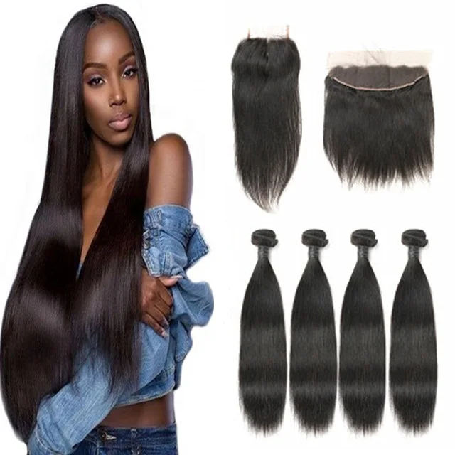

Order Now ! European straight hair extensions human hair bundles with closure set, aligned cuticle virgin hair wholesale vendors