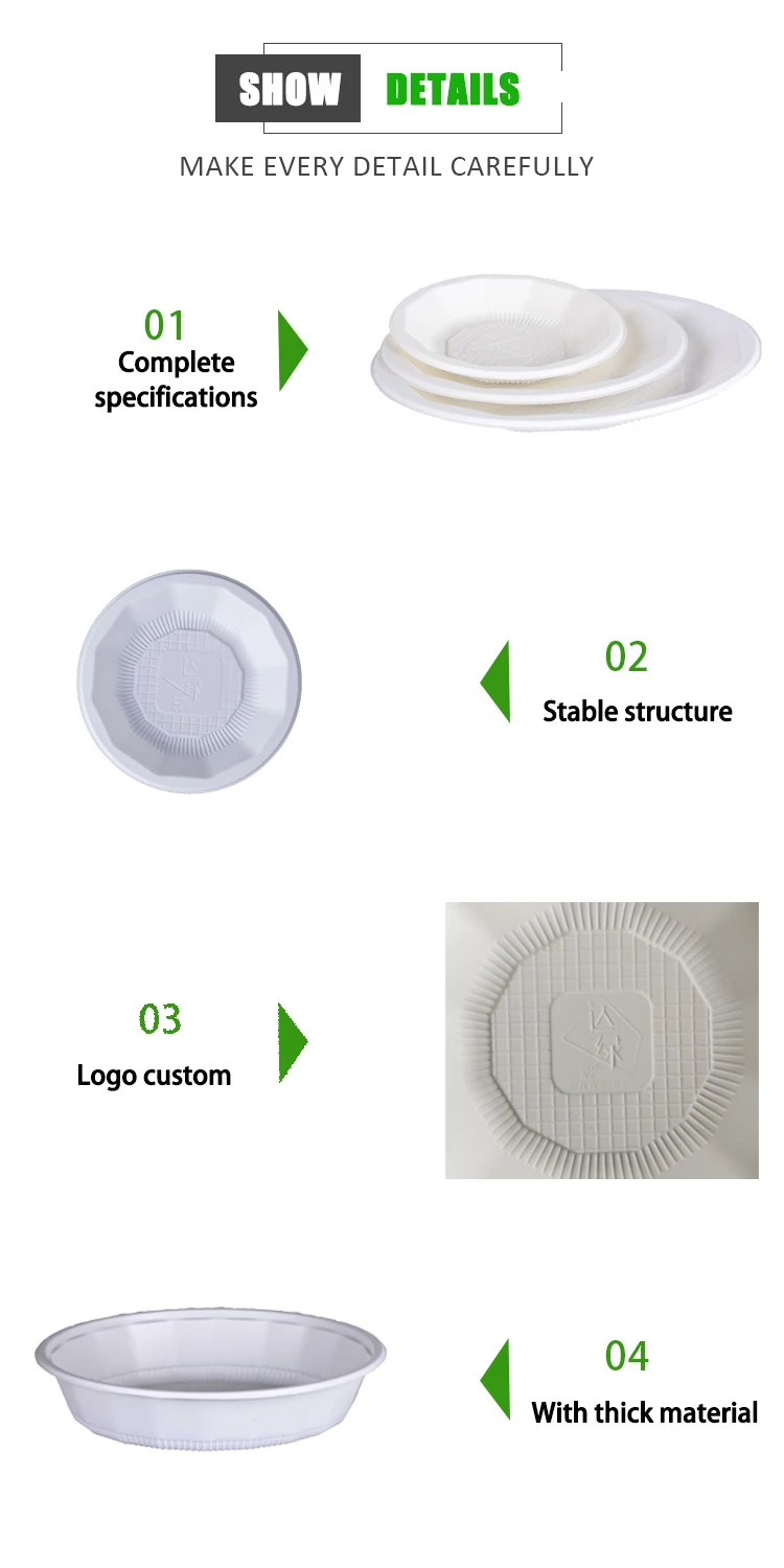 Square Disposable Plates White Plastic Sugar Cane Pulp