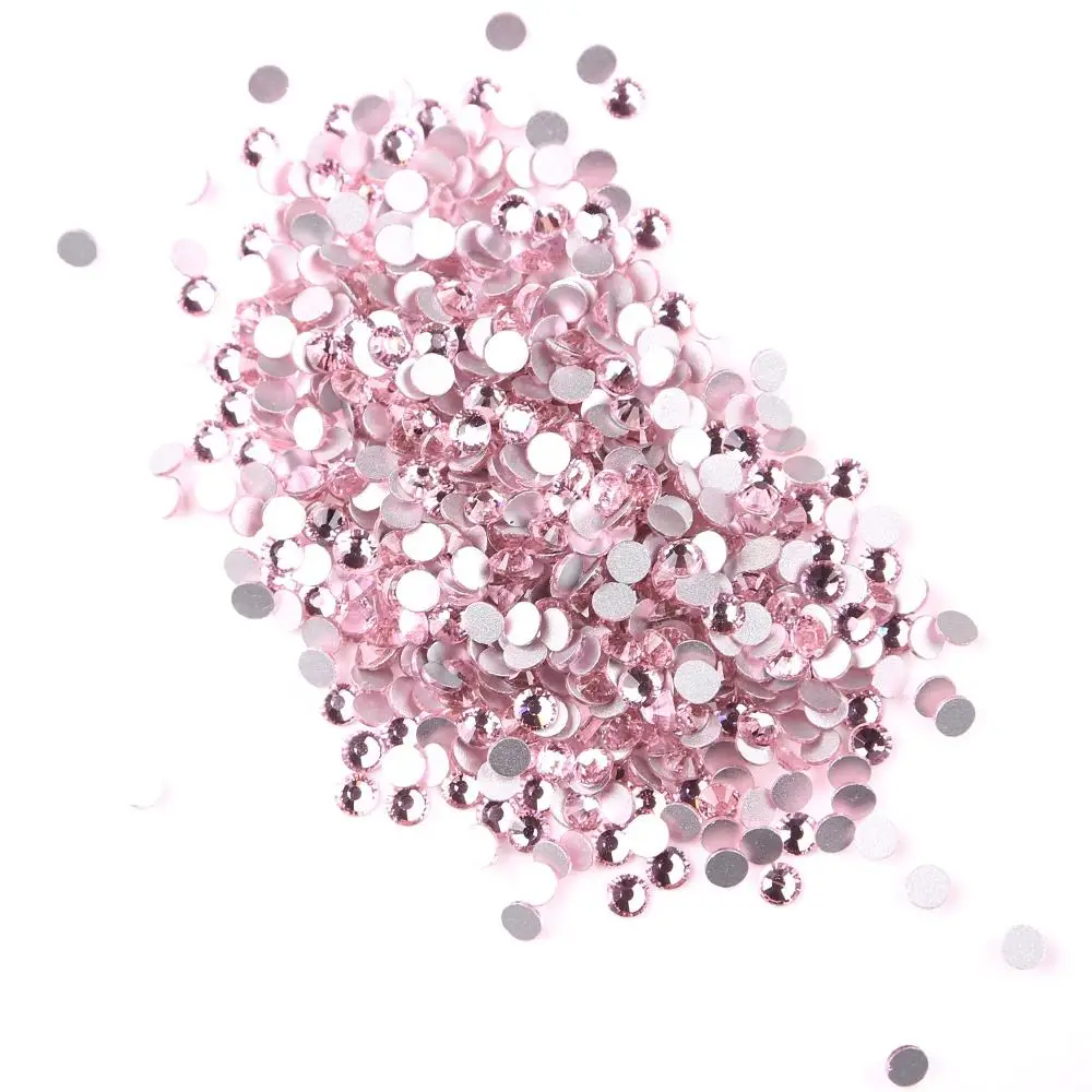 

Honor of crystal SS3 Pink Color Non Hot Fix Flat Back Crystal Loose Rhinestones for Cloth