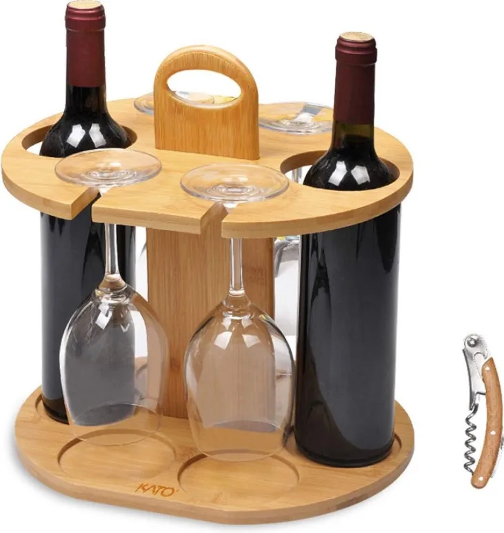 

High-end simple bamboo and wood wine rack wine glass rack on the table, Wood color