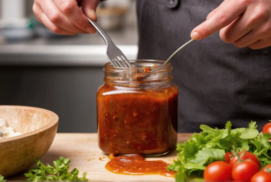 Chef preparing chipotle adobo sauce in kitchen with fresh ingredients