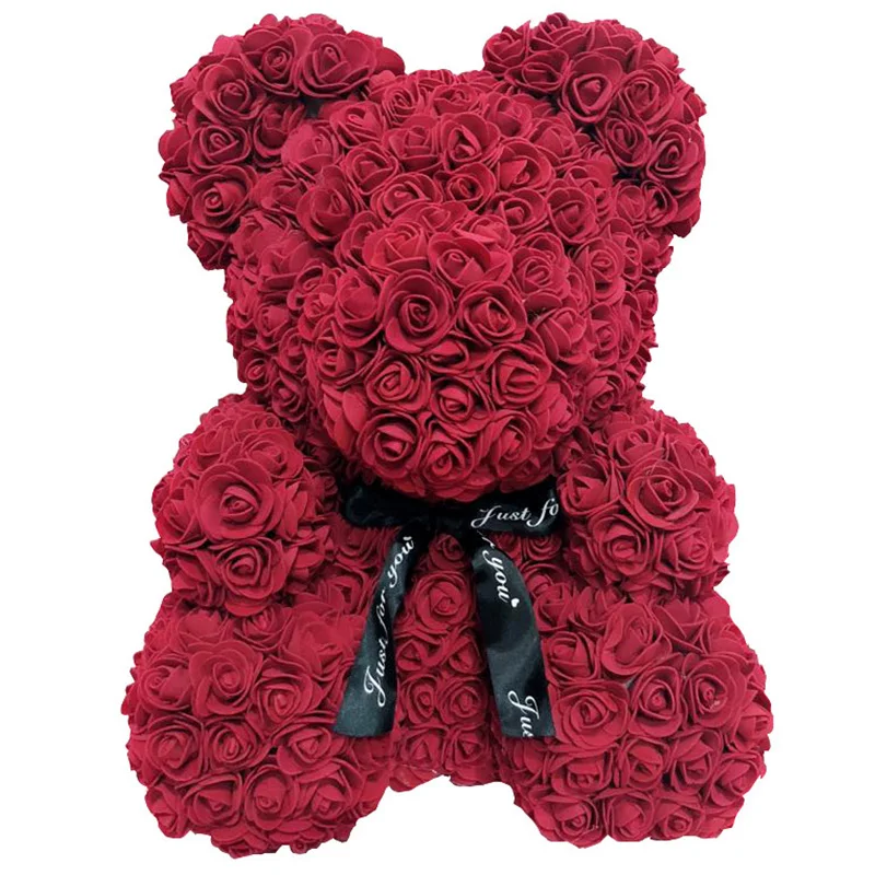 Rose Bear 25cm Artificial Pe Foam Flower Teddy Handmade T For Valentine Birthday Wedding 【正規品】