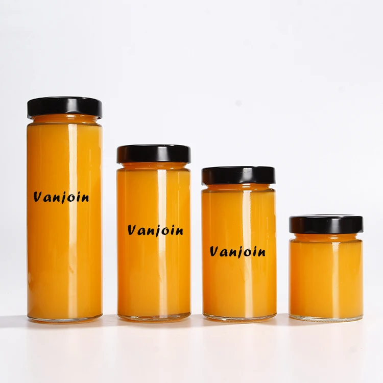 

Storage jar 106ml 212ml 314ml 580ml Food glass jar container for packaging honey jelly with deep metal lid, Clear, also can be customized