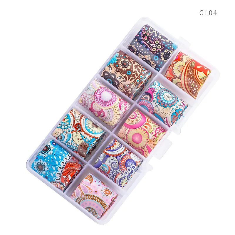 

2021 Hot Sell Colorful Laser Stickers Nail Foil Transfer Paper Set Nail Art Stickers, Picture shows