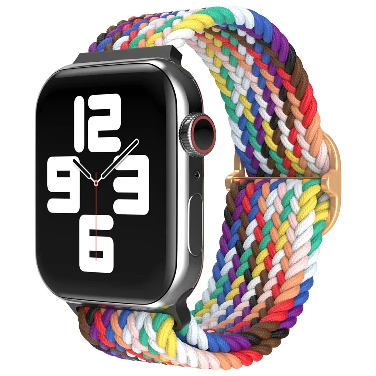 

Nylon Braided Solo Loop Strap for Apple Watch Band 38mm 40mm 42mm 44mm Sport Elastics Wristband for iWatch Series 6 5 4 3 SE, Black,gold,blue,red