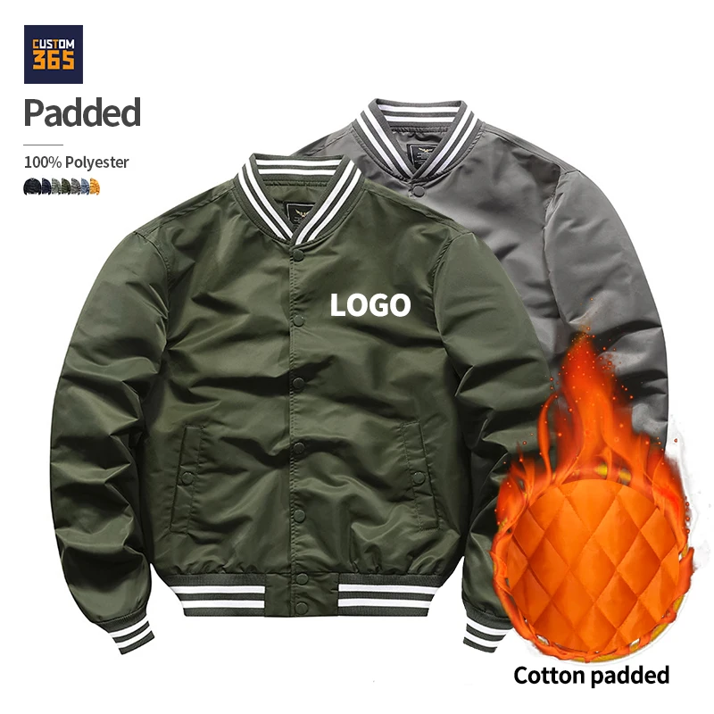 Thicken Padded Quilted Blank Varsity Wholesale Custom Unisex Clothes Bomber Jacket Men