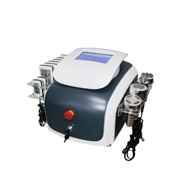 

mutlifunctional 6 in 1 ultrasonic 40K cavitation multipolar RF skin tightening body slimming face lifting machine with laser pad
