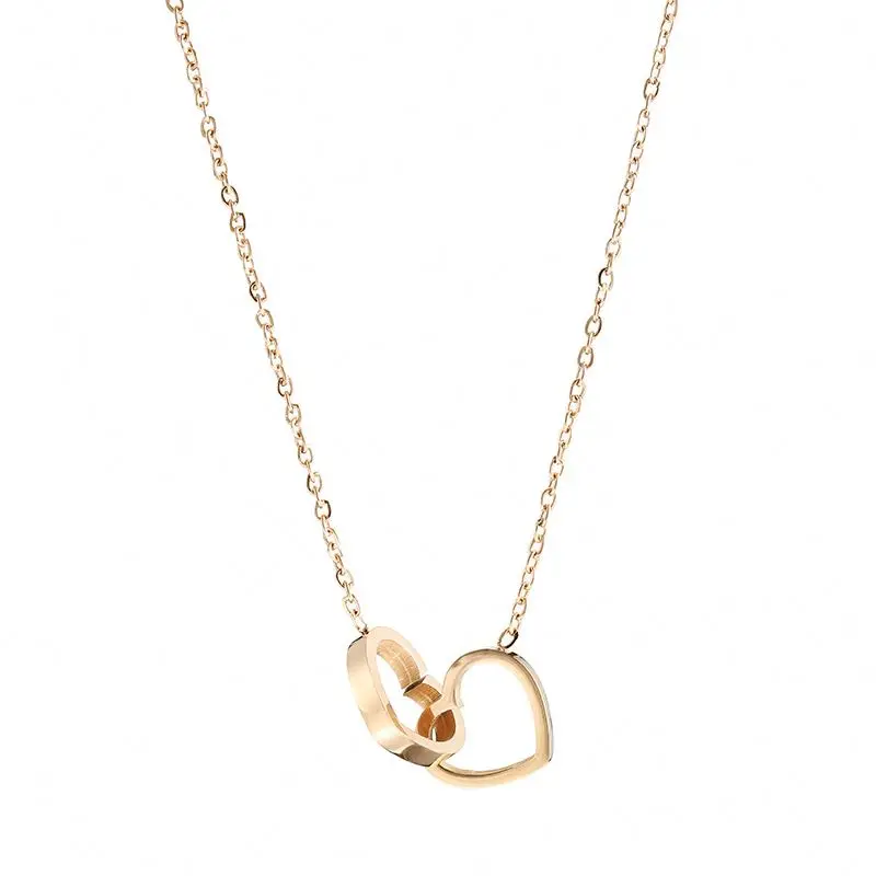 

Stainless Steel Chain For Jewelry Making Minimalist Stainless Steel Double Hollow Ring Pendant Necklace For Women, Customized color