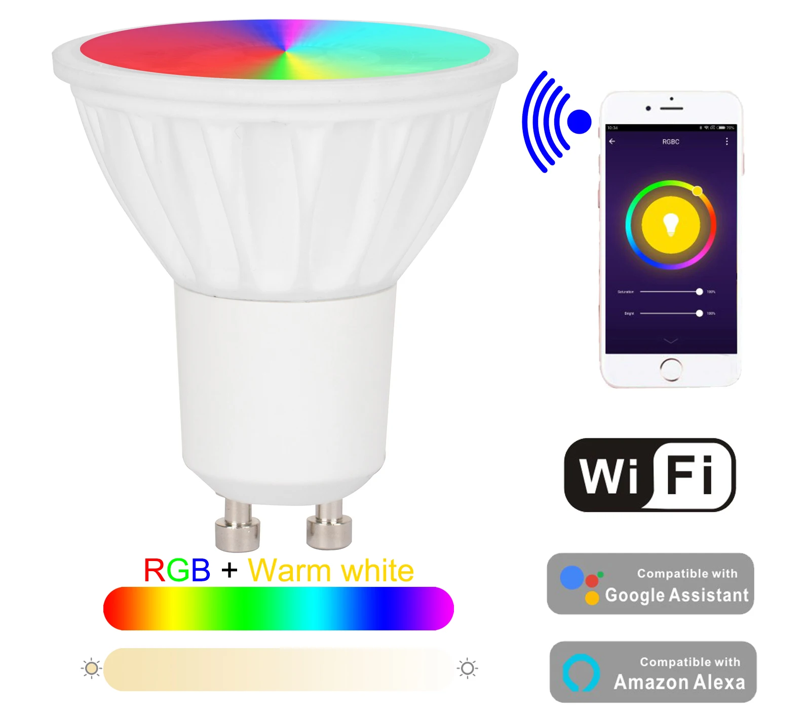 Baolight GU10 LED Smart WiFi Bulb,5W RGB+White Dimmable ,No Hub Required