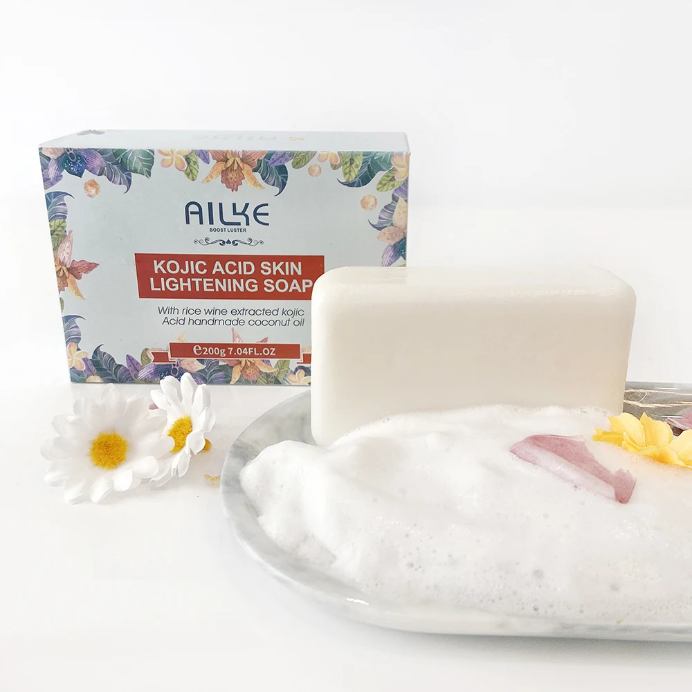 

AILKE Kojic Acid baby Skin lightening acne soap with Rice wine extracted handmade coconut oil soaps for oil skin