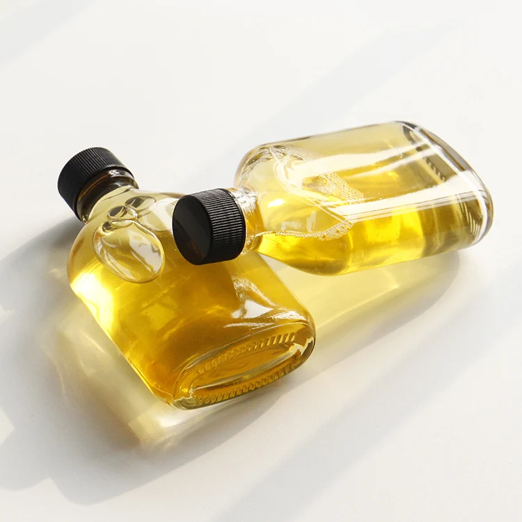 100毫升透明扁平酒壶饮料包装冷煮咖啡威士忌玻璃瓶,用于带塑料盖的