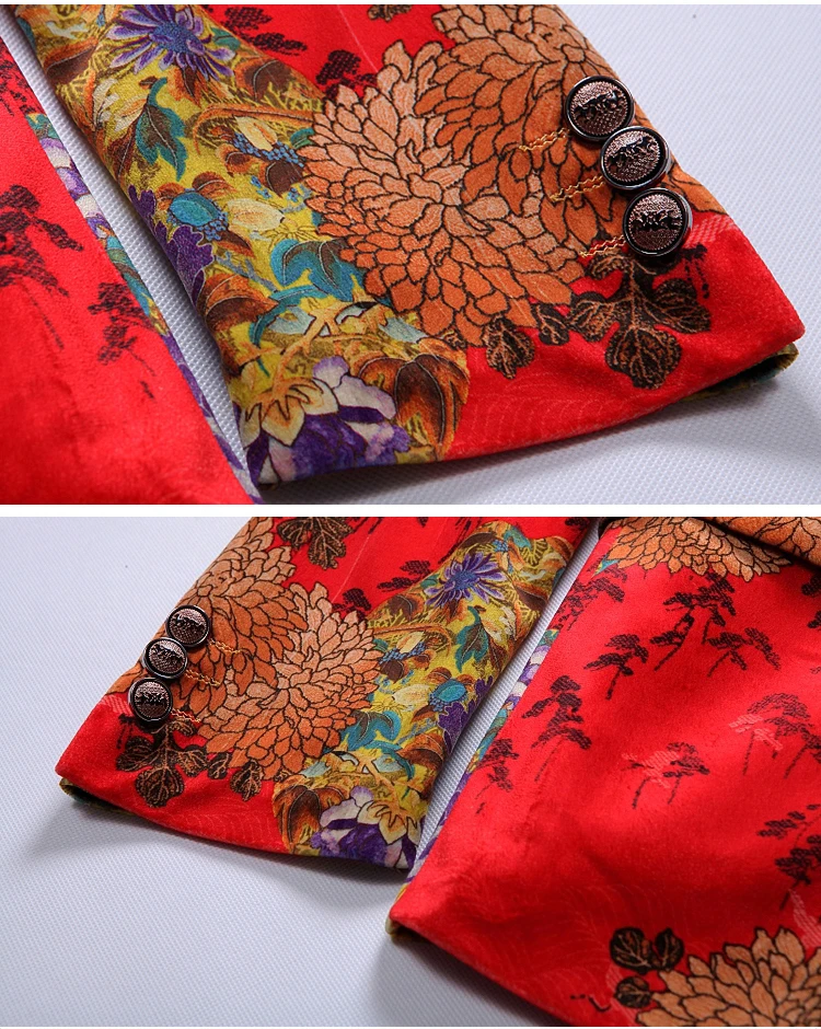 Print Flower Men African Suit Groom Suits Groomsman Suits For Wedding Party Wear