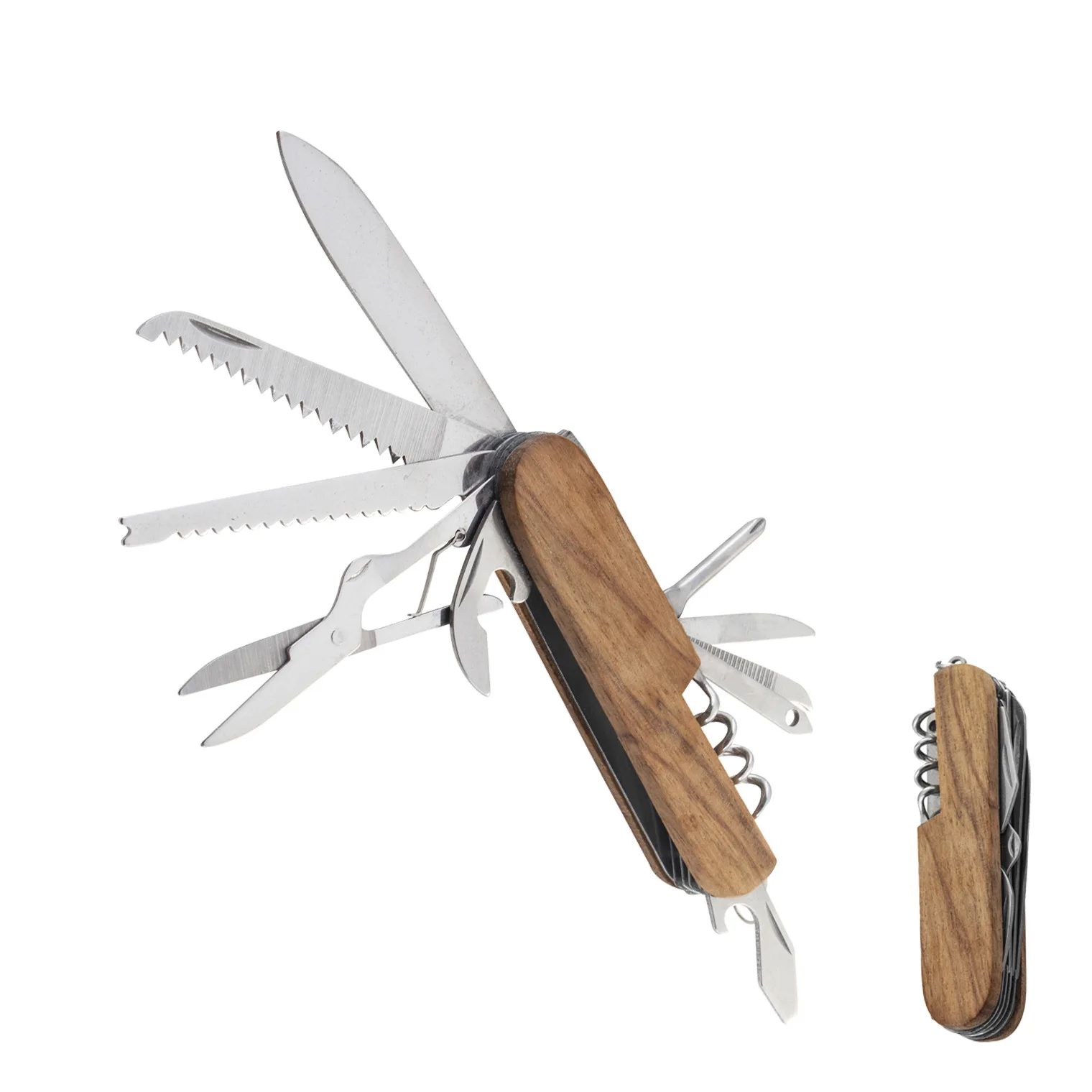 

10 in one multifunction folding knife multi-tool keychain knife wooden handle