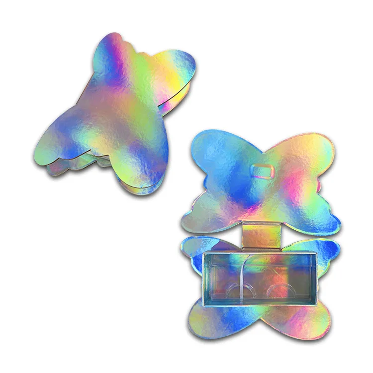

custom logo new holographic butterfly shape 25 mink eyelash packaging box lash case, Picture