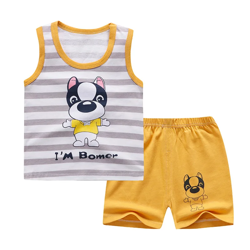 

Baby Clothes Sets Vest Pullover Summer Cotton New Vest Shorts Boys And Girls Sleeveless Sets Children's Clothing, Customized color
