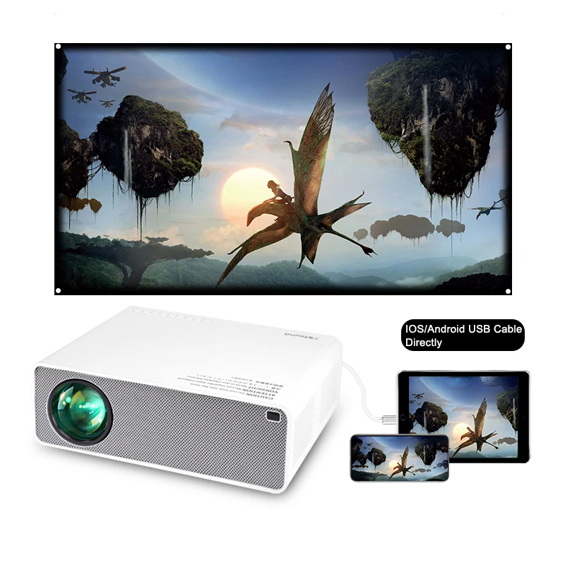 

Meiaolai Smart Android Projector support 1080p 4K Wireless Cinema Theater Digital Projector, White+gray