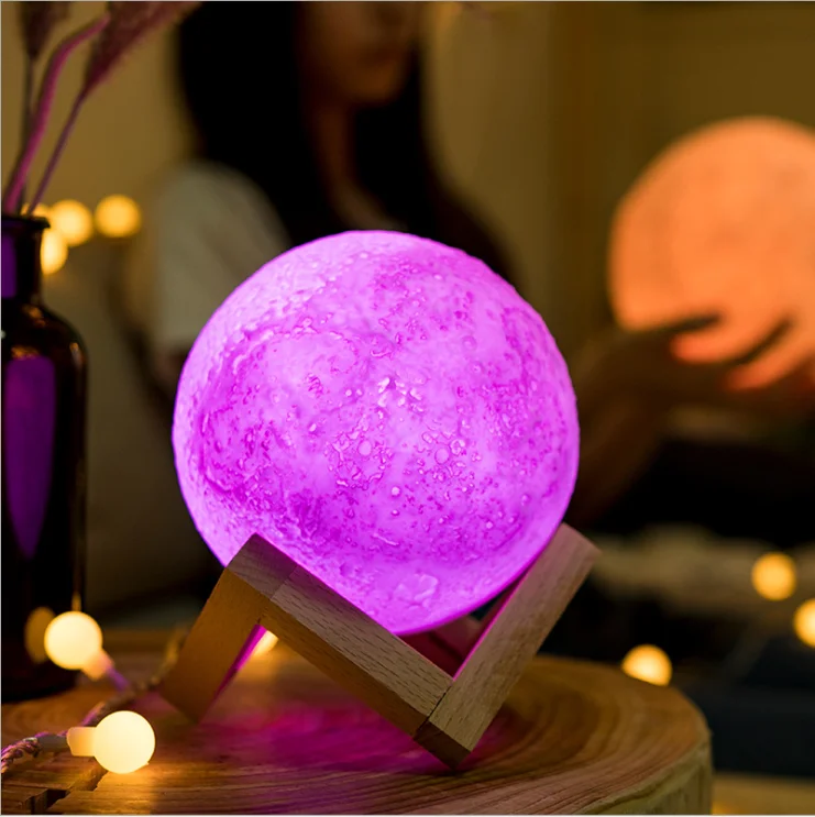 5w 18cm wood stand remote control bed 3D mini decor 16 colors RGB led reading table dinner night light