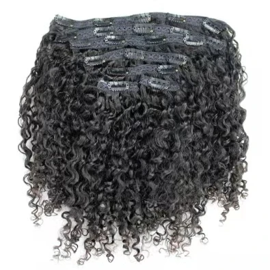 

wholesale Kinky Curly Clip In Human Hair Extension For Black Women 100g 7pcs/bag