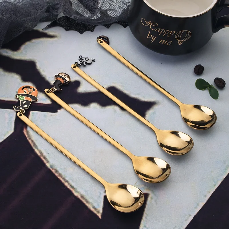 

Halloween Easter Christmas Pumpkin Ghost Gold Multi Forks Spoons Salad Cutlery Set for Events with Bag or Case