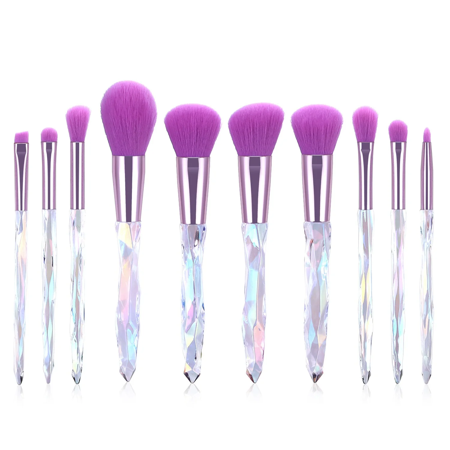 

Bling Crystal Handle Diamond 10Pcs Glitter Make-Up Brush Set cute makeup brushes set