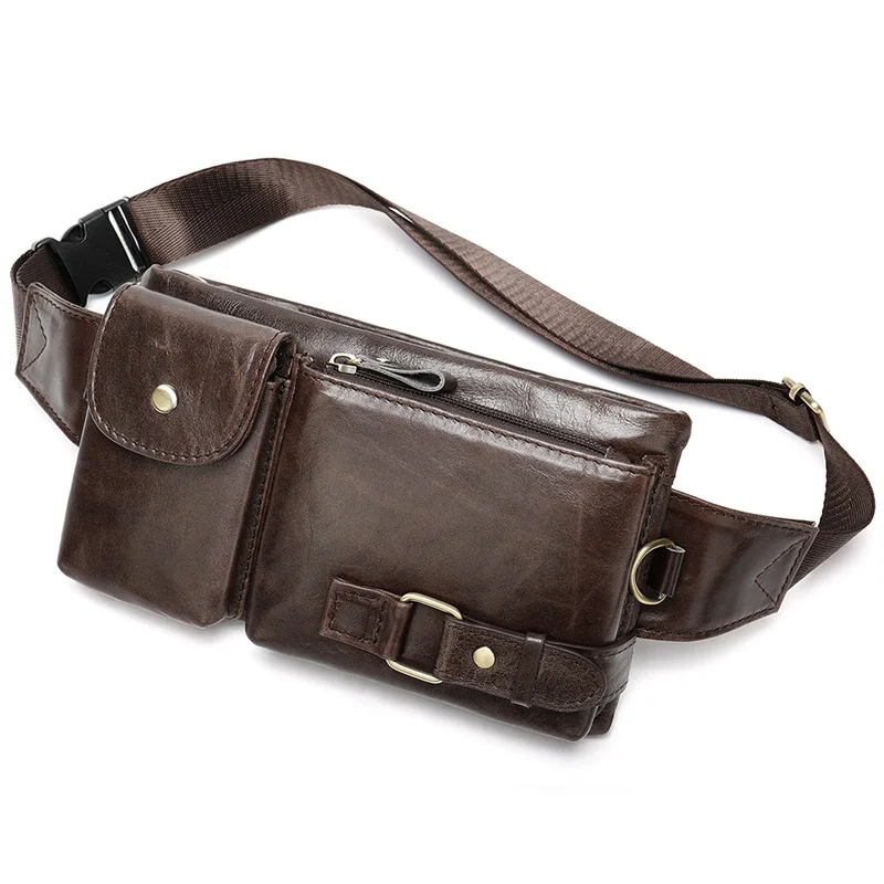 

Drop Shipping 9080 Real Leather Men Cross-Body Hiking Waist Bag Retro Outdoor Adult genuine leather Waist Bag, Black, brown, coffee,deep red,blue,crocodile pattern