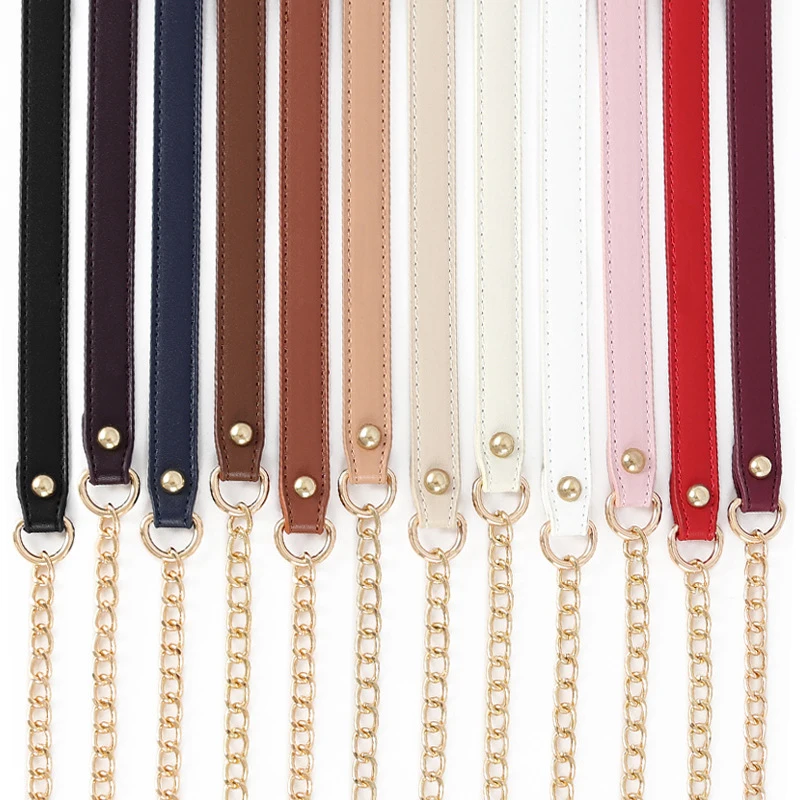 

Best Selling Bag Straps For Crossbody Bags Metal Chain Straps With Pu Leather Shoulder Straps For Bag