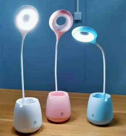 

Office Home Hotel Bedroom Table Lamps Lighting with USB Charging Port cell phone holder pen box bluetooth speaker 4 in 1 lamps, White,pink,blue