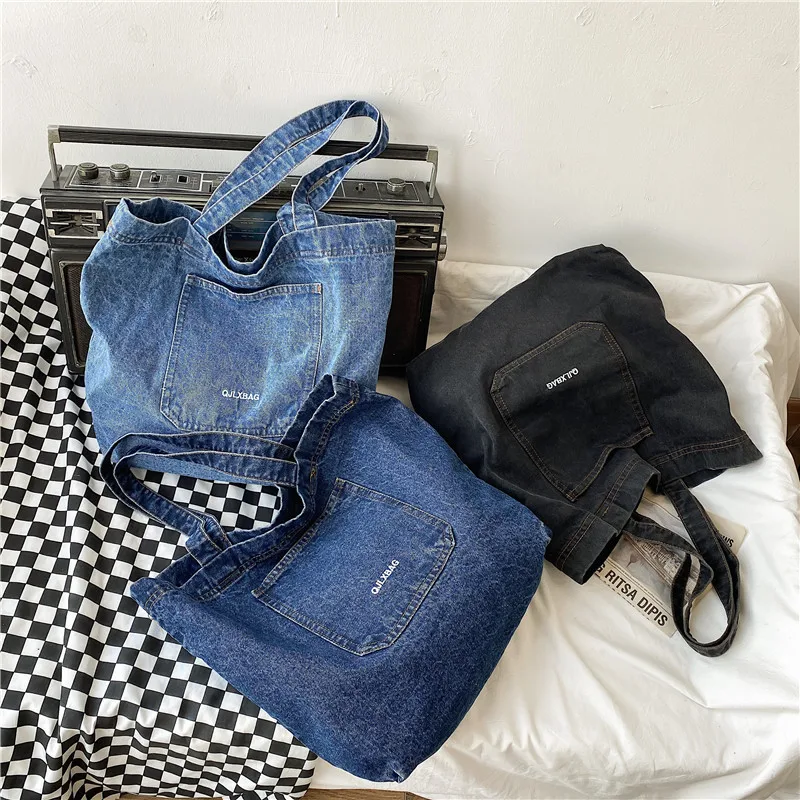 

Large-capacity leisure jeans shopping bag handbag Casual Durable ladies denim tote bag women handbags