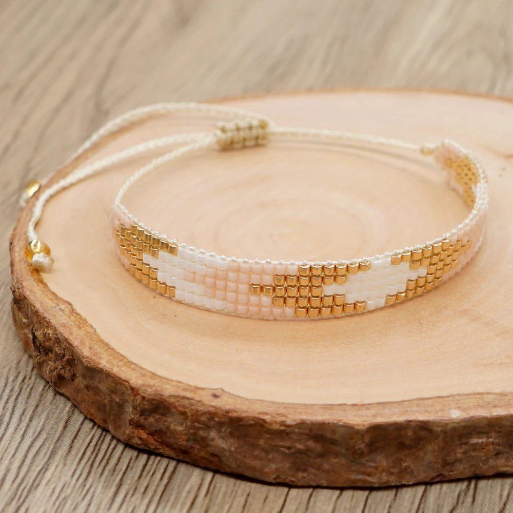 

Light Blonde Miyuki Seed Bead Bracelets Jewelry Bohemian Fashion Style Adjustable Handmade Braided Bracelet Bangles For Women