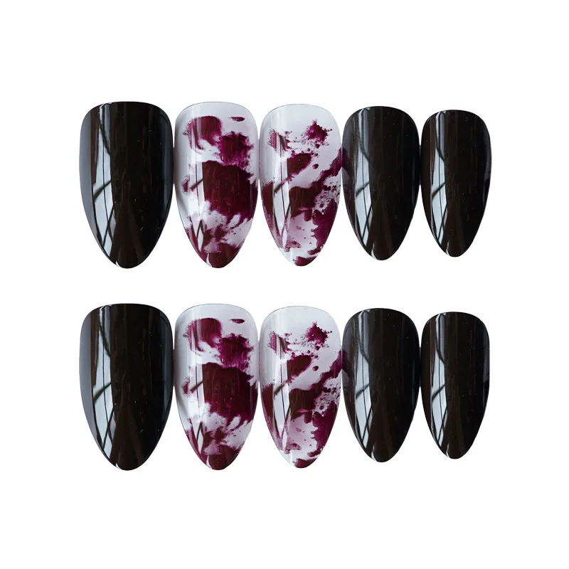 

Free Shipping Nail Tips Painting Pattern Nails with Glue Factory Wholesale Full Cover Lady Nail Art Accessory supplies