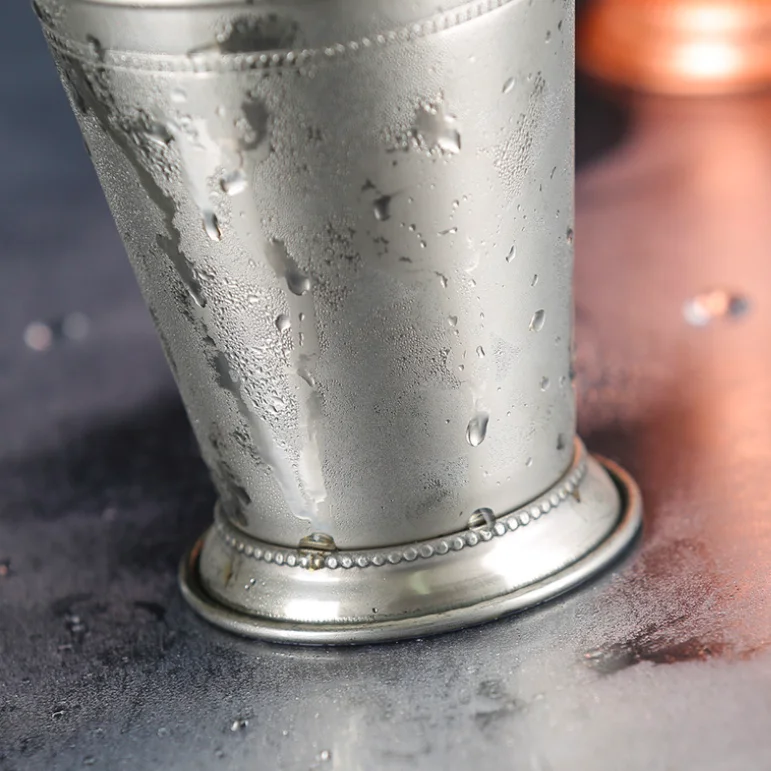 Custom Nickel Plated Beautifully Beaded Trim Edging Cup 12 Oz Moscow Mule Mint Julep Cup