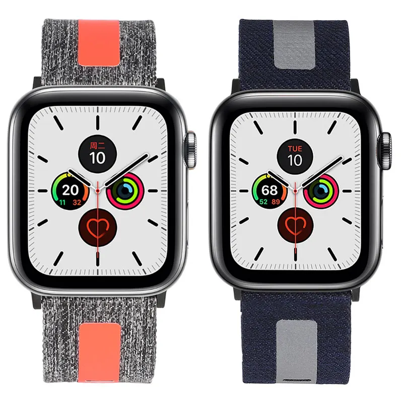 

Hot Sell Canvas Nylon +3M Strip Watchband for Apple Watch Series 5/4/3/2/1 Sport Bracelet 42mm 44mm 38mm 40mm Strap For iwatch
