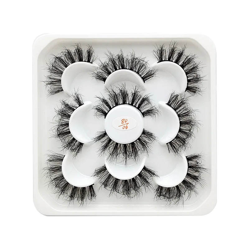 

factory OEM private label 5 pairs 3d dramatic fluffy faux mink false eyelashes 15mm silk lashes