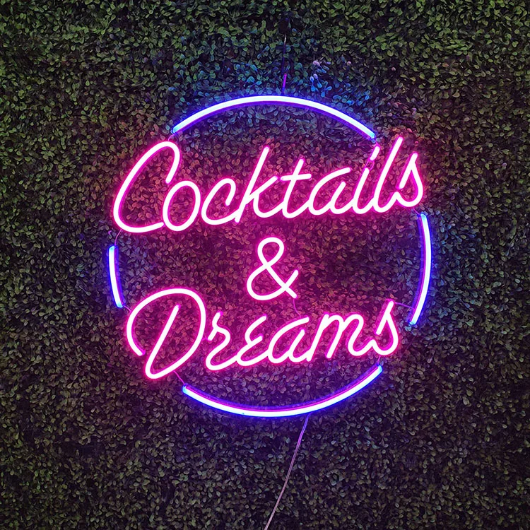 

Neon Wall Sign COCKTAILS & DREAMS Flex Neon Sign Custom Neon Light Sign