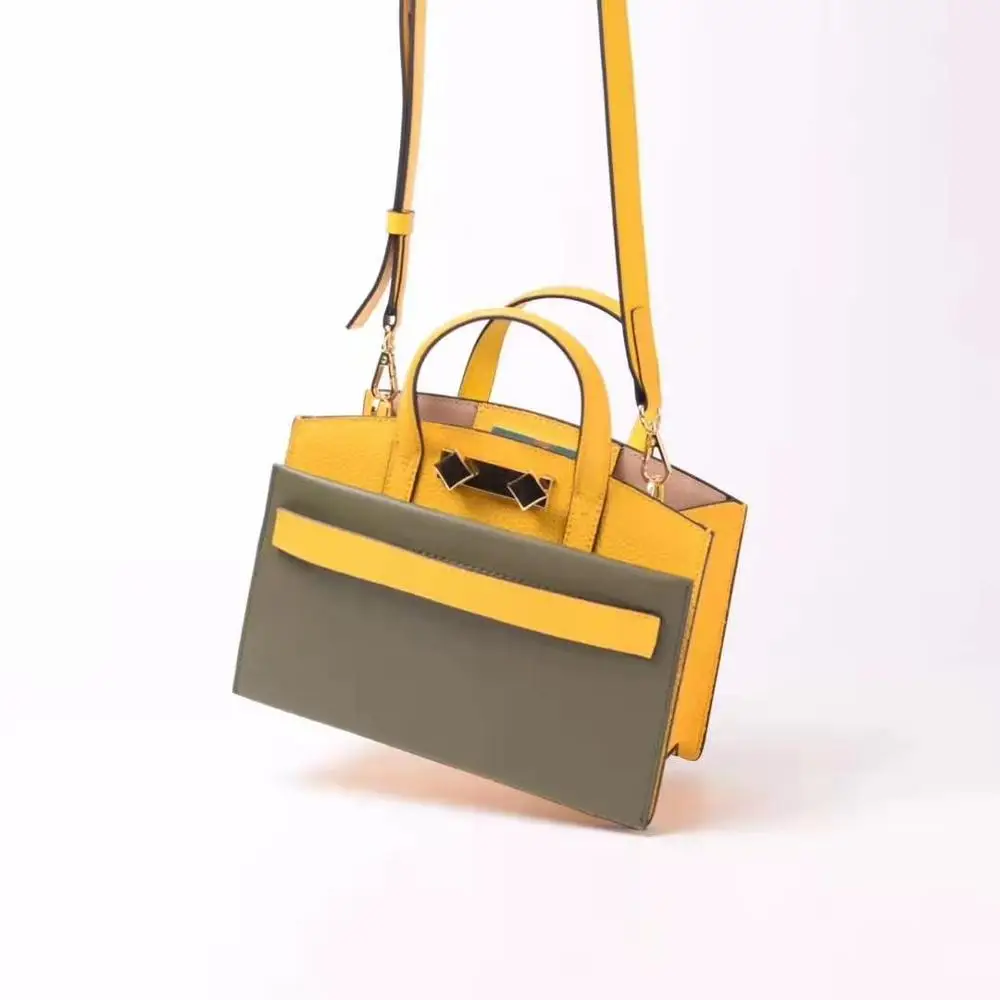 

Korean Trending Colorful Color Matching Twisted Lock Vintage Leather Women handbags