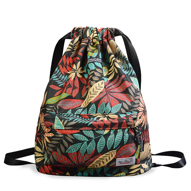 

Polyester Drawstring Backpack 3d Print Leaves Drawstring Bag School Bag, Customized