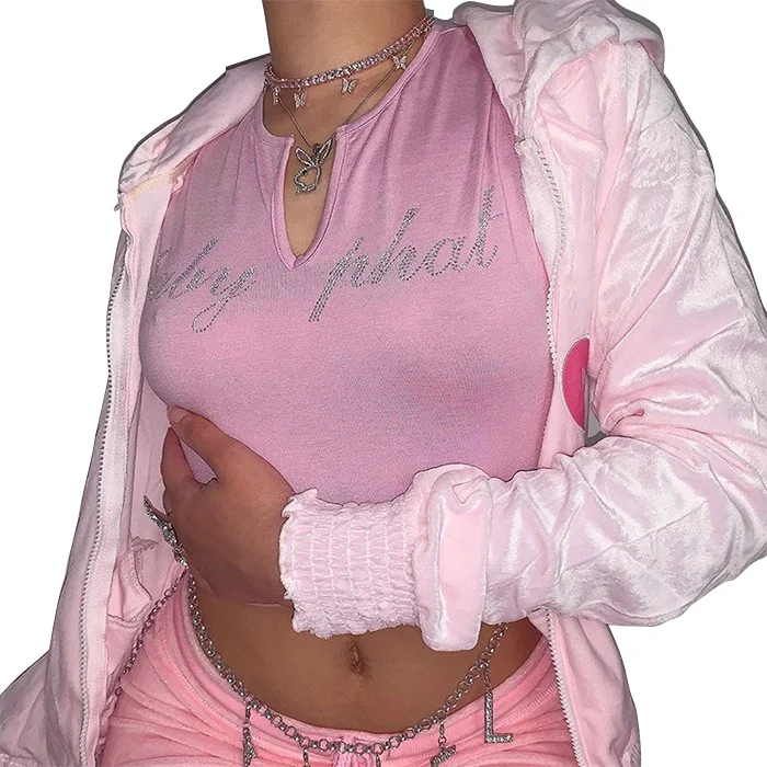 

crop top custom logo y2k clothing letter rhinestone tank top