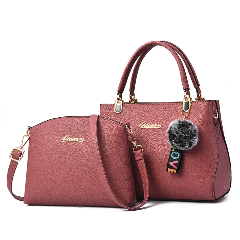 

Shoulder bags 2020 ladies women lychee pattern ladies bags handbag set women crossbody messenger bag, Accept customizable color