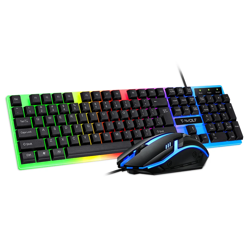 

TF230 PC RGB 104 keys wired Keyboard and Mouse Set USB colorful LED Light Gaming Keyboard Mouse Combos for PC