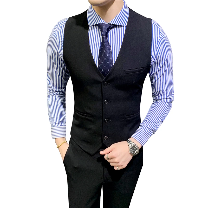 

Business fit suit stripe vest men's suit vest casual professional wedding vest, Customized color