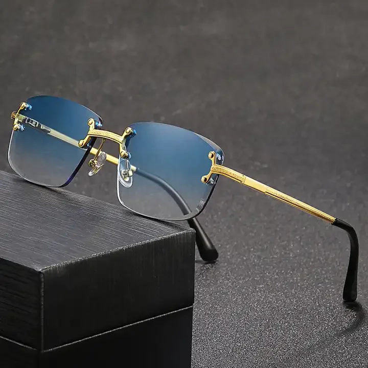 

LBAshades Frameless trendy sunglasses 2024 luxury brand rectangle rimless custom sunglasses men women