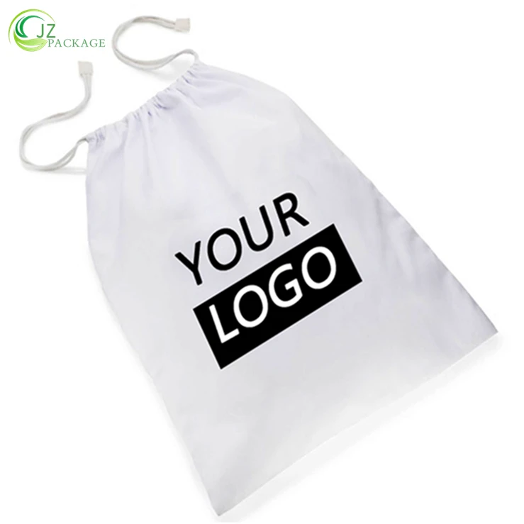 

Custom Logo Drawstring Mesh Laundry Bag, White