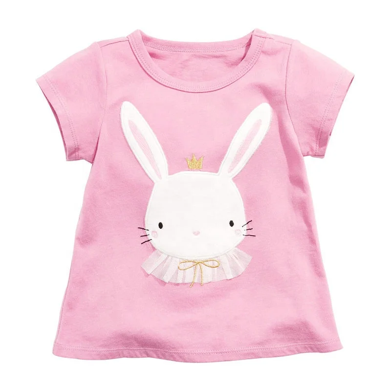 

Cute latest fashionable good quality cotton cartoon rabbit short sleeve baby girl tops kid T-shirt, Picture shows