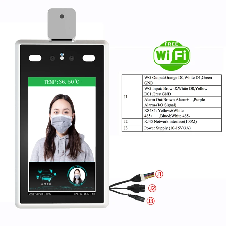 
SDK Wifi Camera CCTV Non Touch AI Dynamic Face Recognition Temperature Detection Time Attendance Door Access Control System 