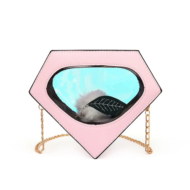 

Transparent jelly bag summer 2021 new fashion personality design INS women's chain single shoulder triangle bag