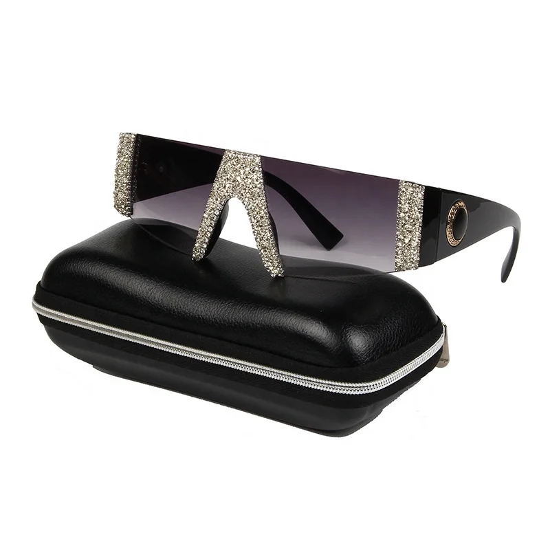 

American fashion style cut edge cat eye insert diamond handmade glasses strange shiny gravel powder retro half-frame glasses
